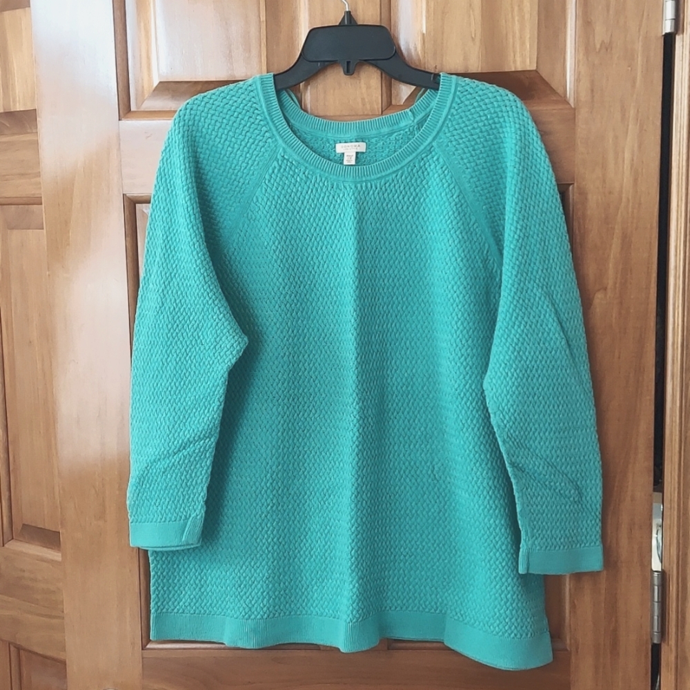 * Sonoma Women's Woven Cozy Textured Teal Sweatshirt, Plus Size 2X, EUC